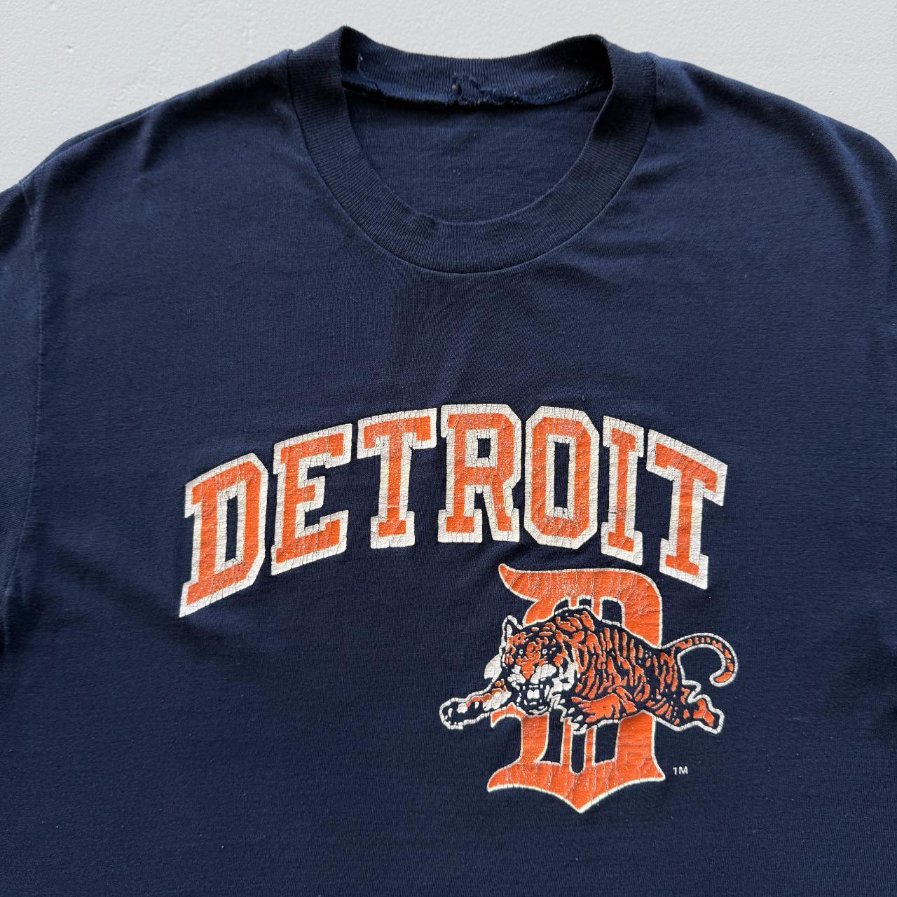 Navy Detroit Tigers American Sports Vintage 80s T-shirt - Medium