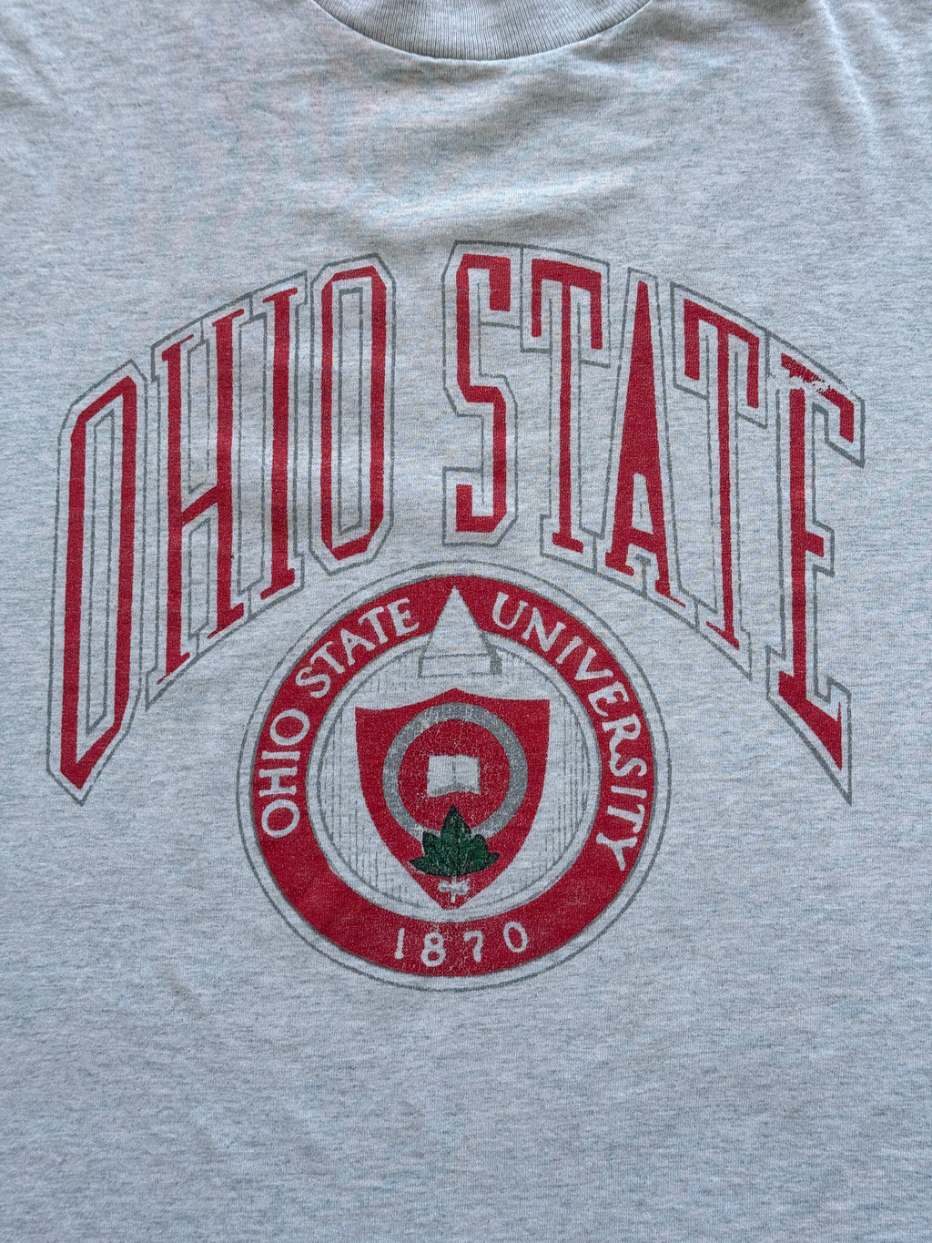 Grey Ohio State 90's Vintage Collage Graphic Single Stitch T-Shirt - XL