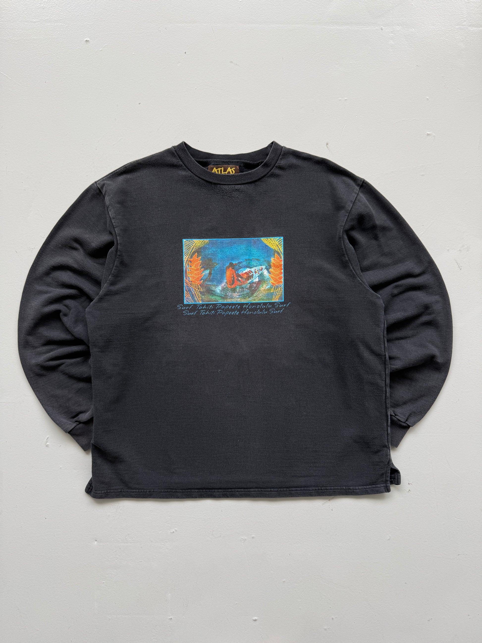 Atlas For Men Surf Tahiti Papeete Honolulu 90's Vintage Sweatshirt - XL