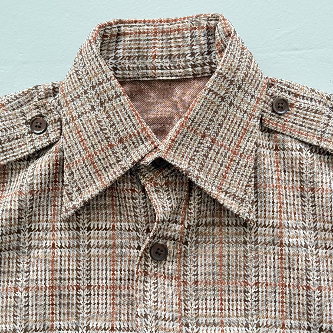 Brown Checkered Vintage 70's Shirt - Medium