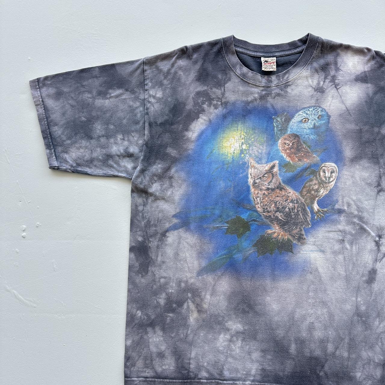 Grey Tie Dye Owls Vintage 90’s T-shirt - Large