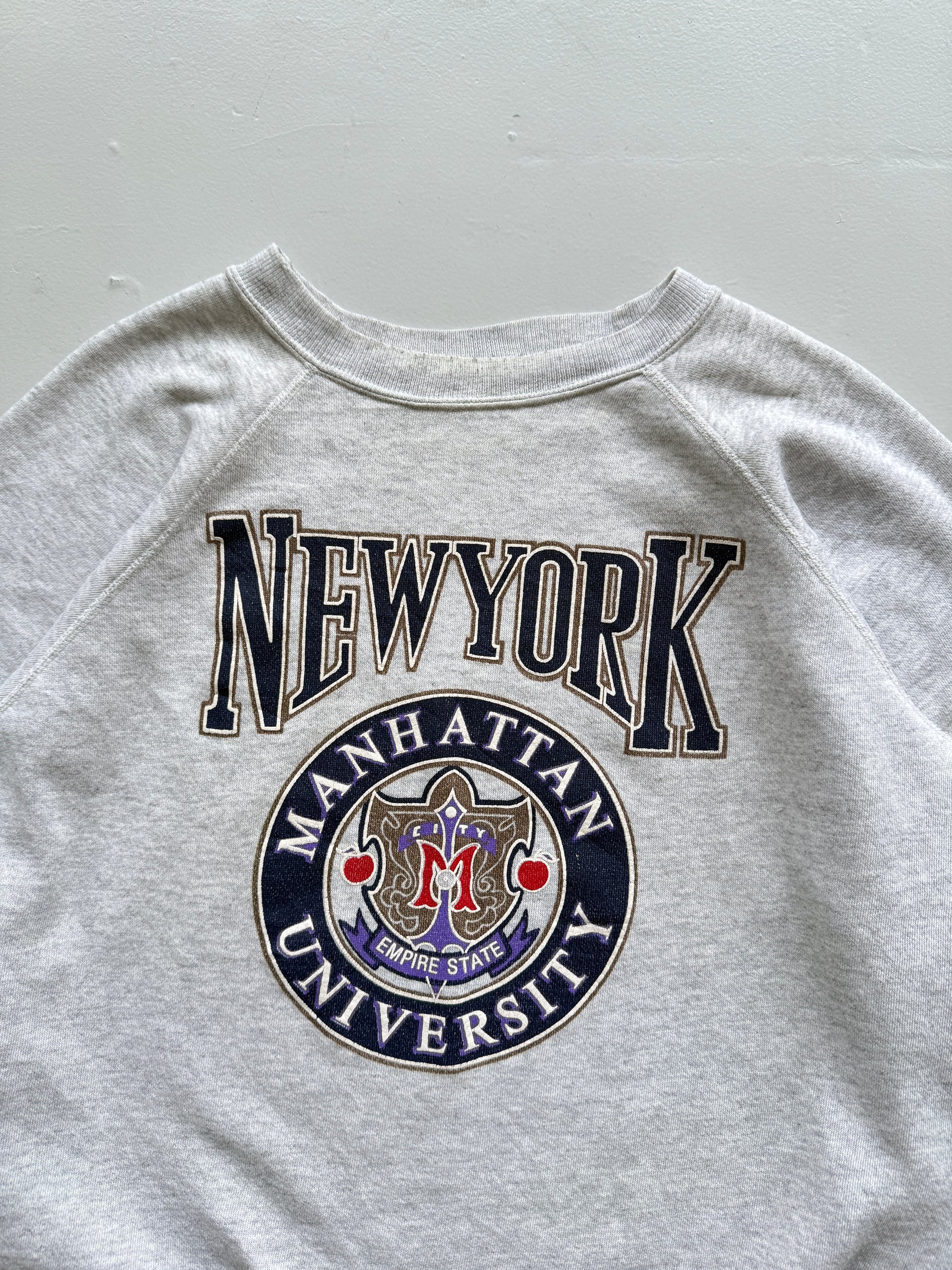 Grey New York 90's Vintage Graphic Tourist Sweatshirt Jumper - Small
