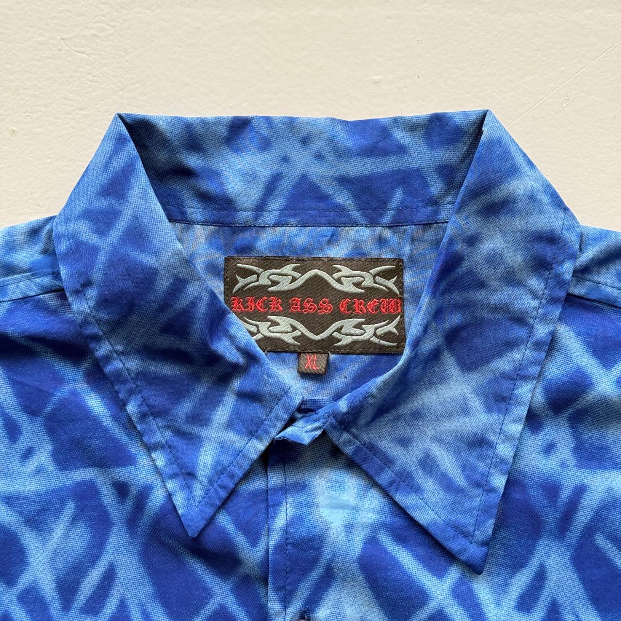 Blue Crazy Gothic Tribal Surfwear 00's Shirt - XL