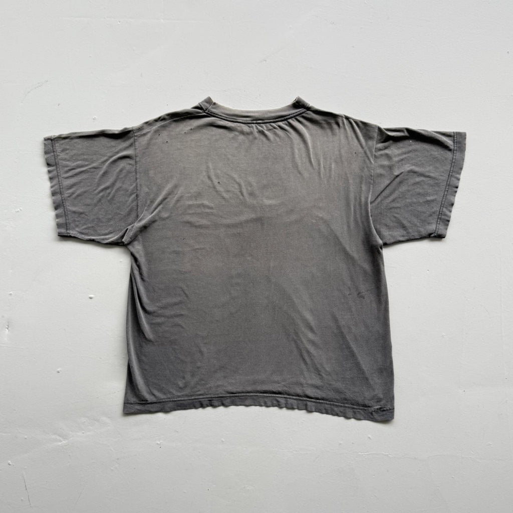 Faded Grey Biker 90s Vintage Thrashed T-Shirt - Large
