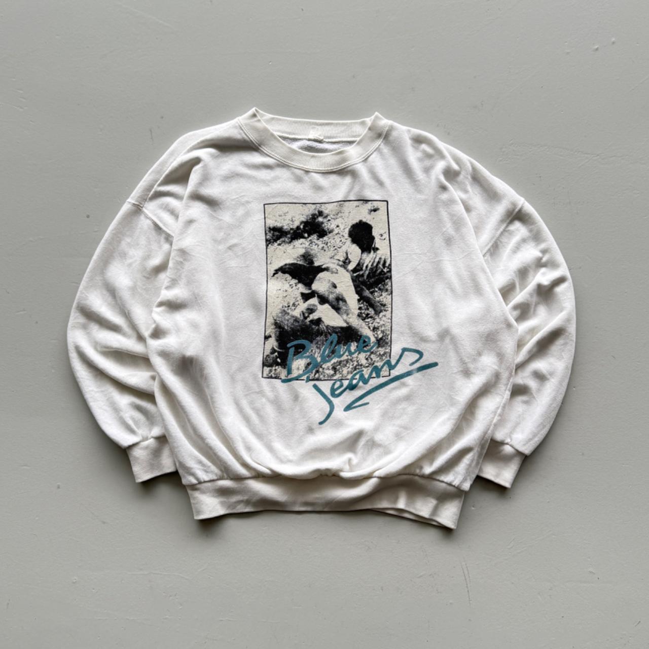 White Blue Jeans 90’s Vintage Graphic Sweatshirt - Medium