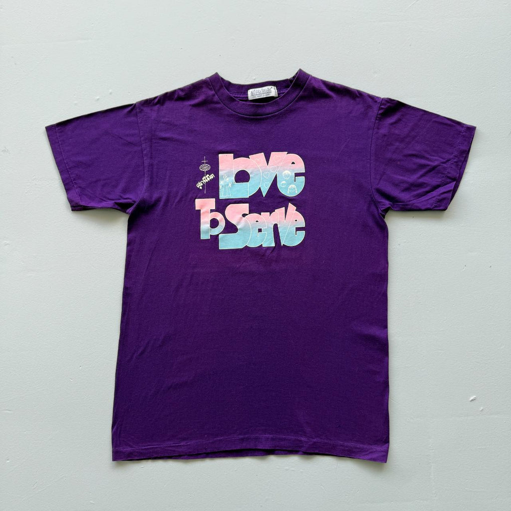 Purple Love to Serve Religious Vintage 90s T-shirt - Medium