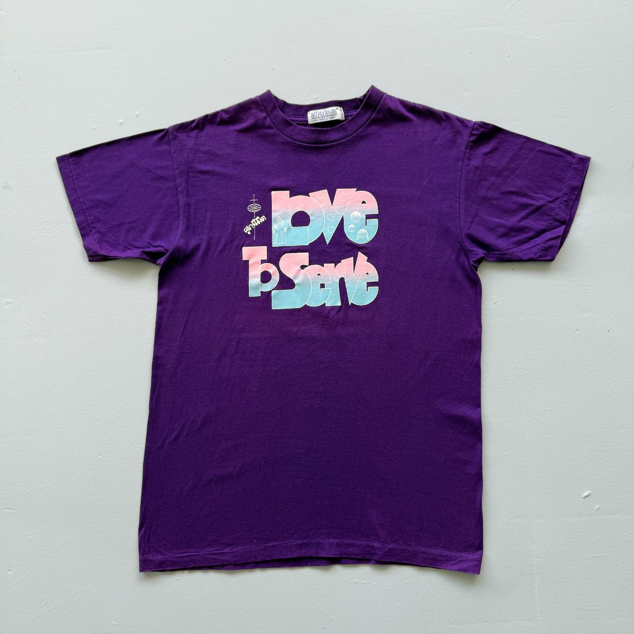 Purple Love to Serve Religious Vintage 90s T-shirt - Medium