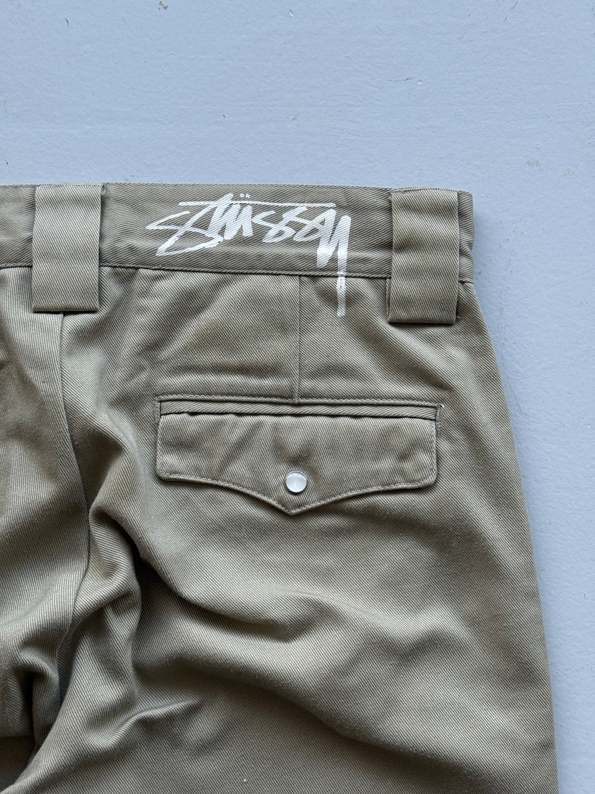 Beige Vintage Stussy Workgear Chino Trousers - 30" x 29"