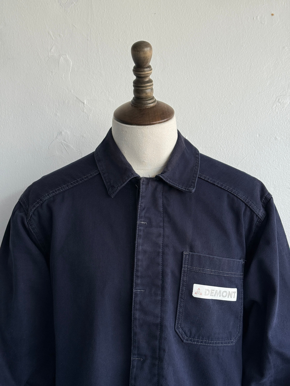 Black / Dark Navy Moleskin Cotton 90's Vintage Workwear Chore Jacket CH471 - XL