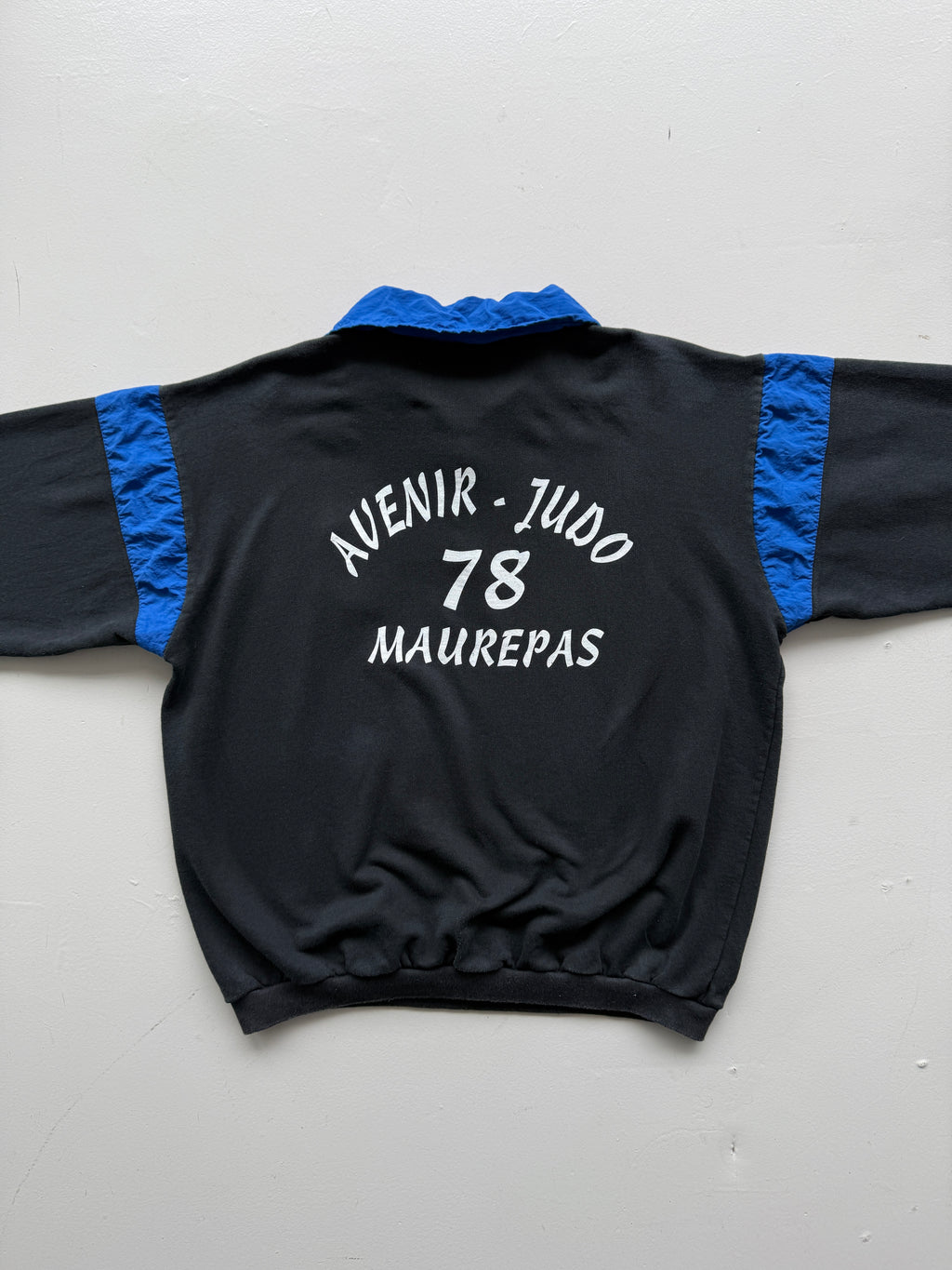 Black Judo Gym 80's Vintage Track Suit Quarter Zip Jacket -  Medium Oversized
