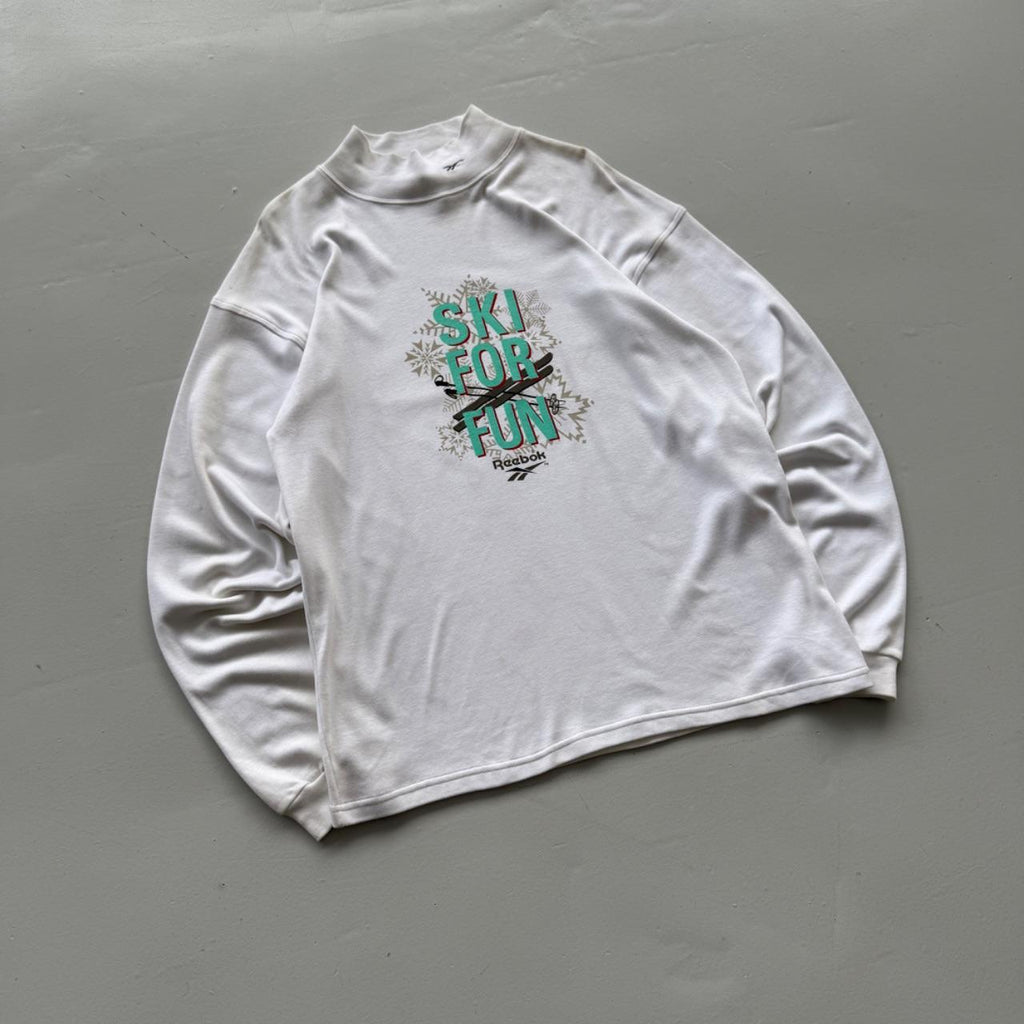 White Reebok 90's Deadstock Graphic Mock Neck Sweatshirt - XL