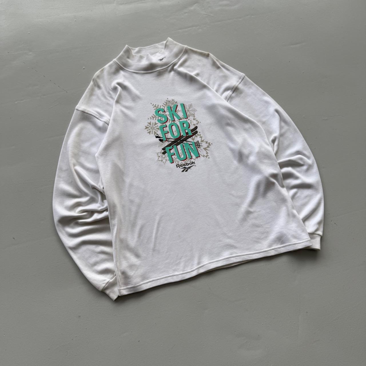 White Reebok 90's Deadstock Graphic Mock Neck Sweatshirt - XL