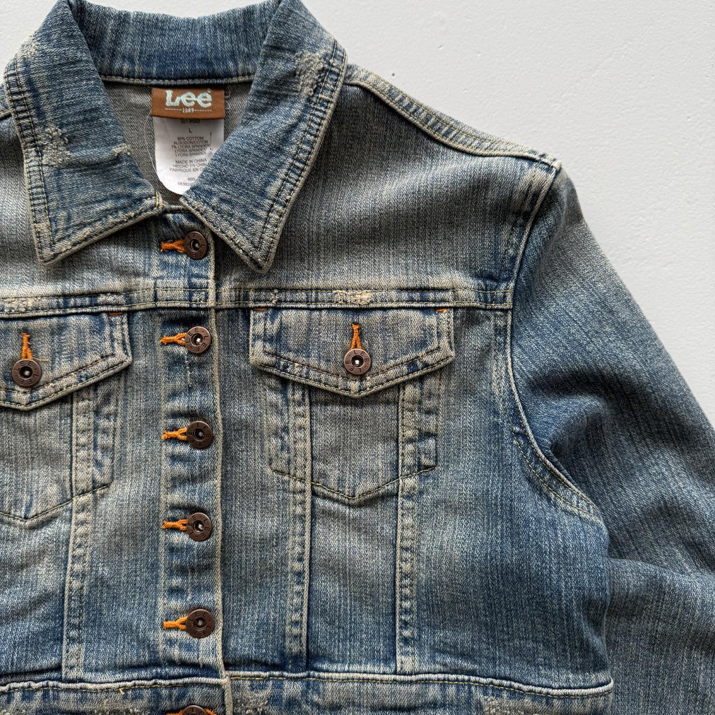 Lee Cropped Denim Vintage Y2K Jacket - Womens Size 8