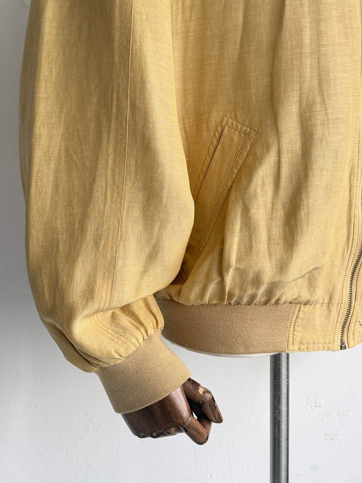 Camel Collection Silk Linen 90's Vintage Bomber Jacket - Large