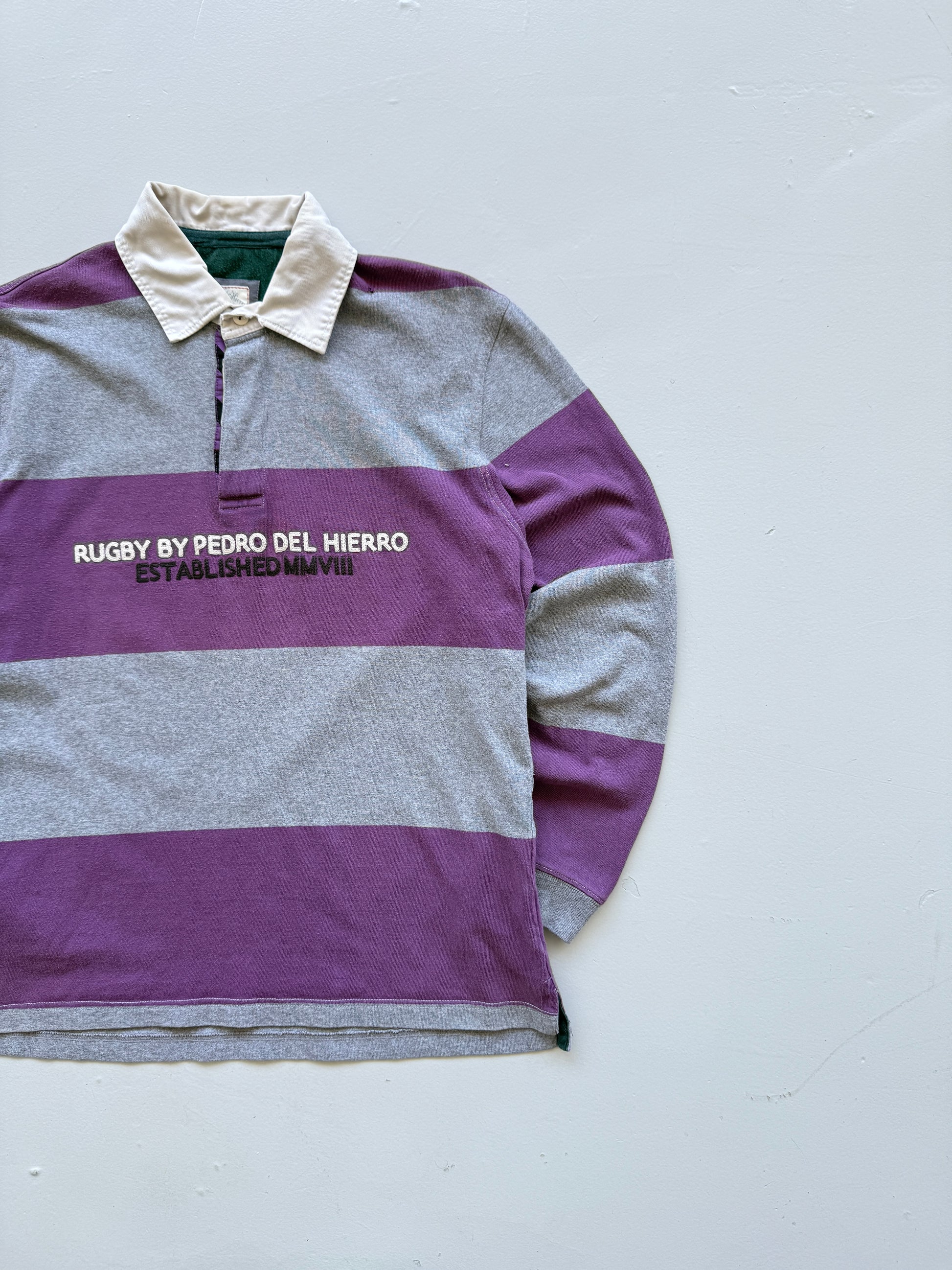 Pedro del Hierro Striped Vintage Long Sleeve Rugby Polo - Medium