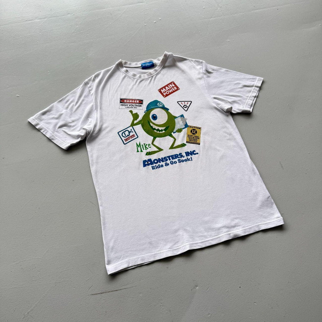 White Disneyland Tokyo Monsters Inc 00s Y2K Vintage Graphic T-Shirt - Large