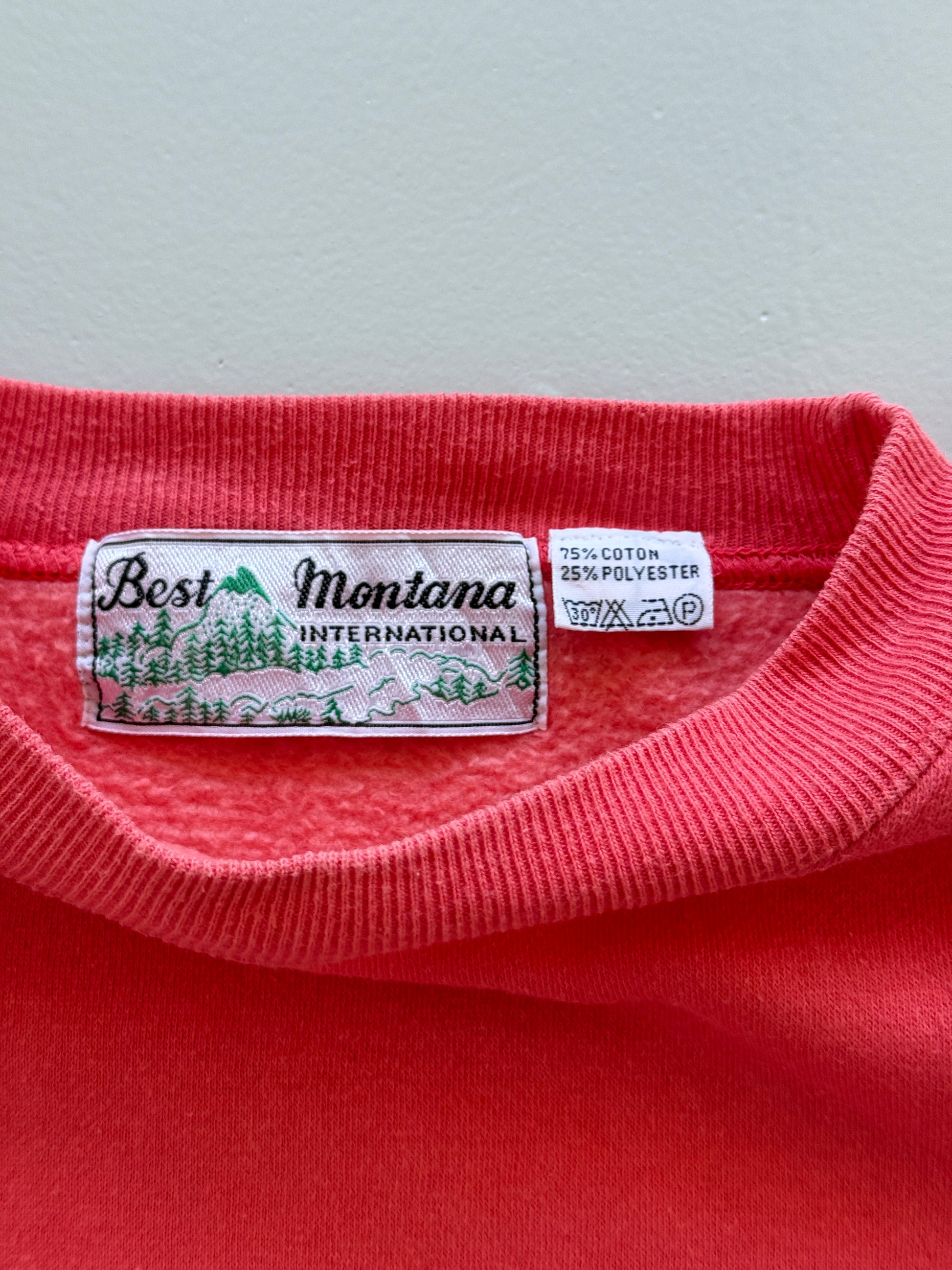Pink Best Montana 80's Vintage Graphic Sweatshirt Jumper - Large