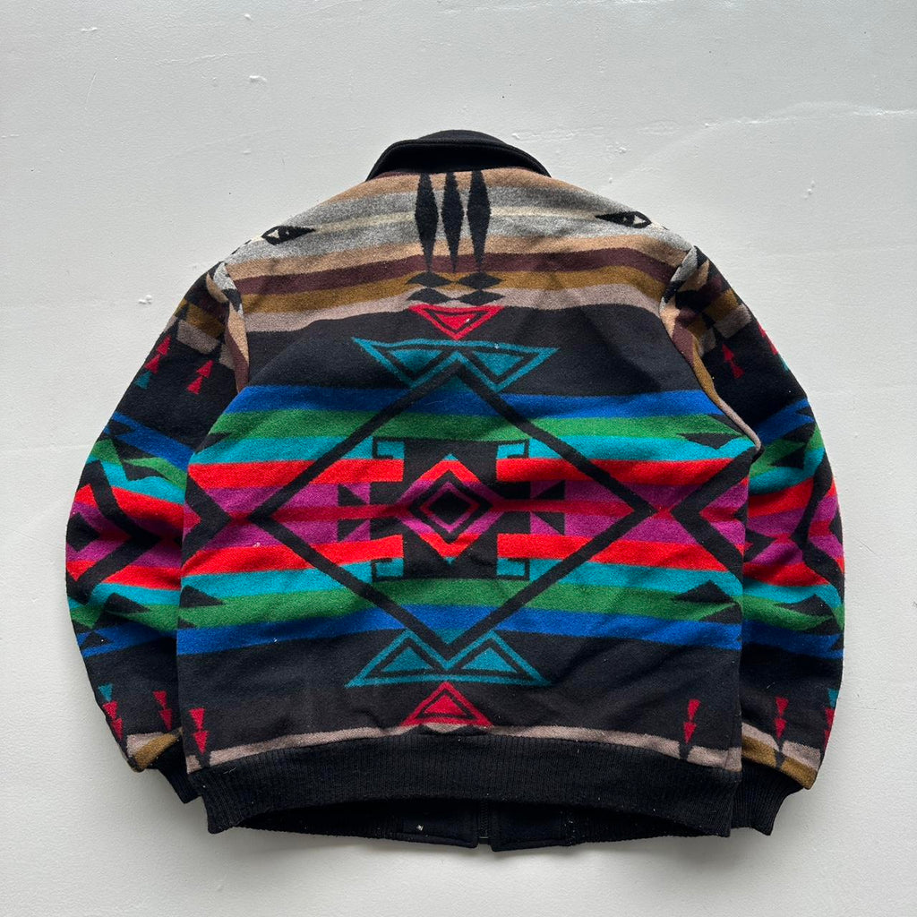 Navy Pendleton High Grade Western Wear Zip-Up Jacket - Medium