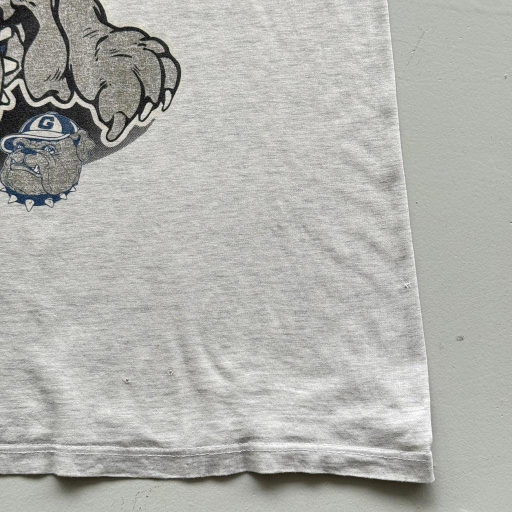 Grey Georgetown Bulldogs 90s Vintage Collage Graphic T-Shirt - Small