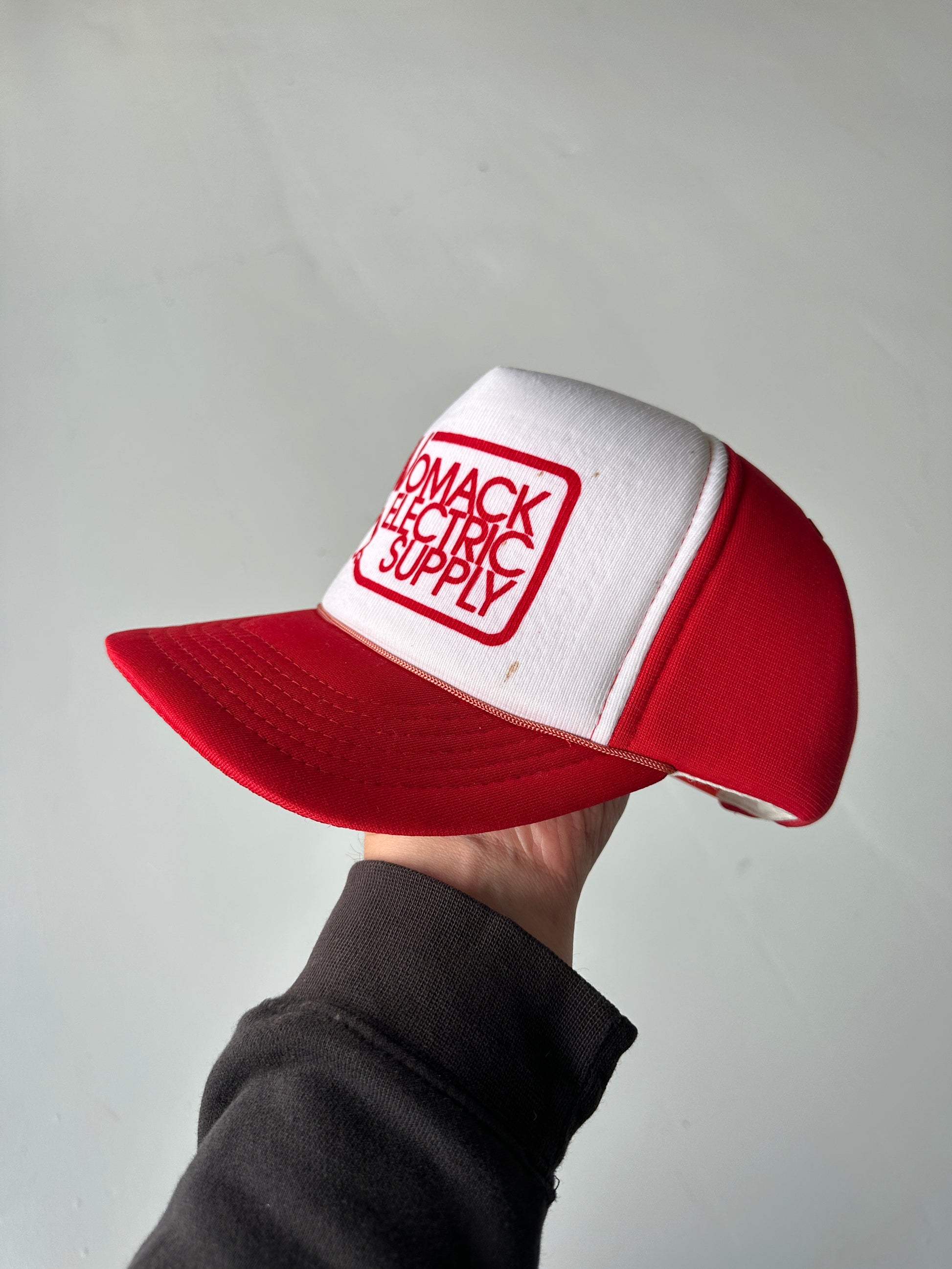 White / Red Womack Electric Supply Vintage Foam SnapBack Trucker Cap