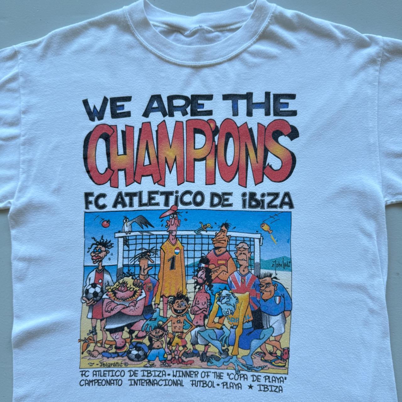 White Ibiza Football 90's Graphic Cartoon T-Shirt - Medium