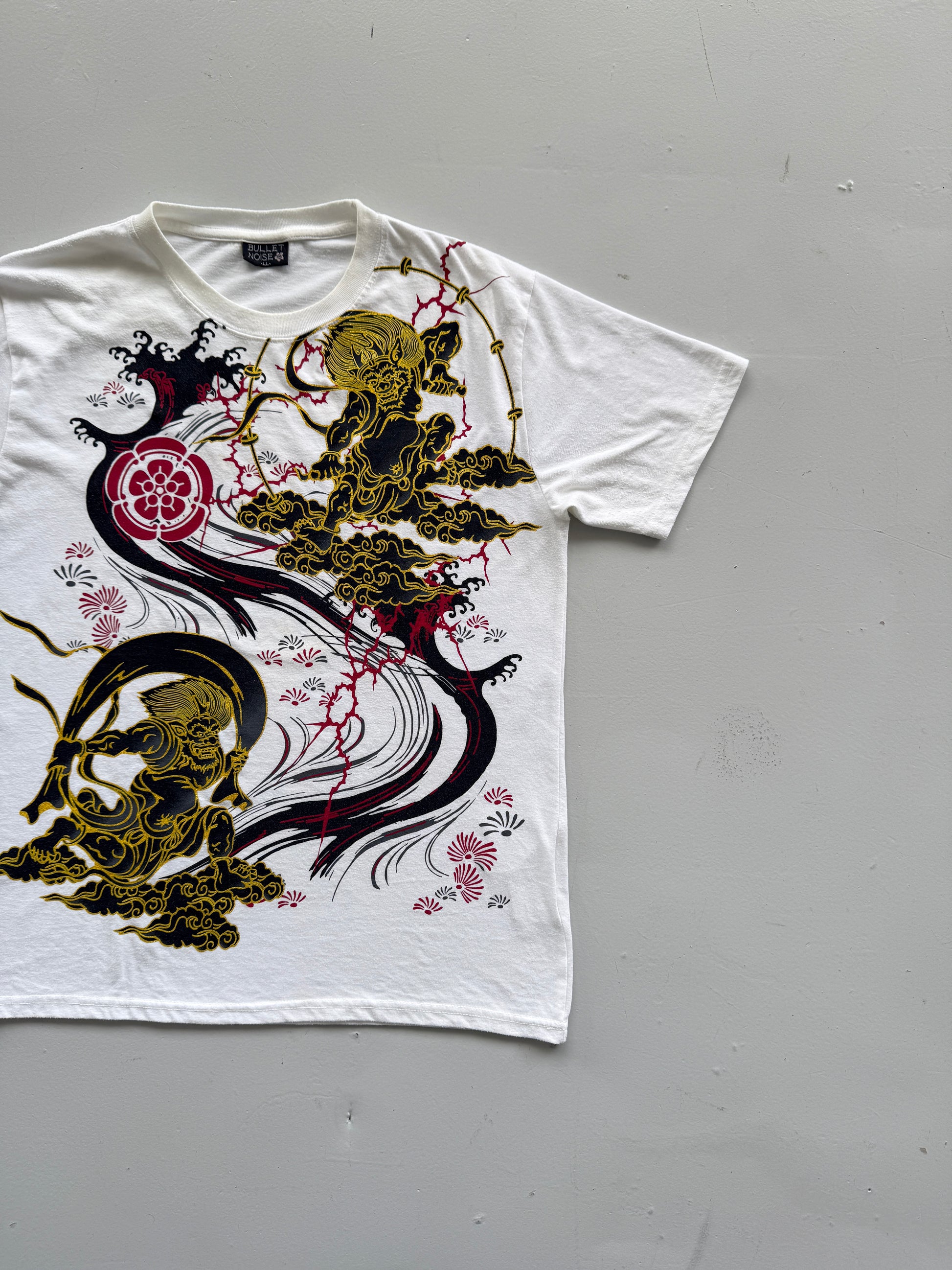 White Bullet Noise 00's Vintage Y2K Graphic T-Shirt - Large