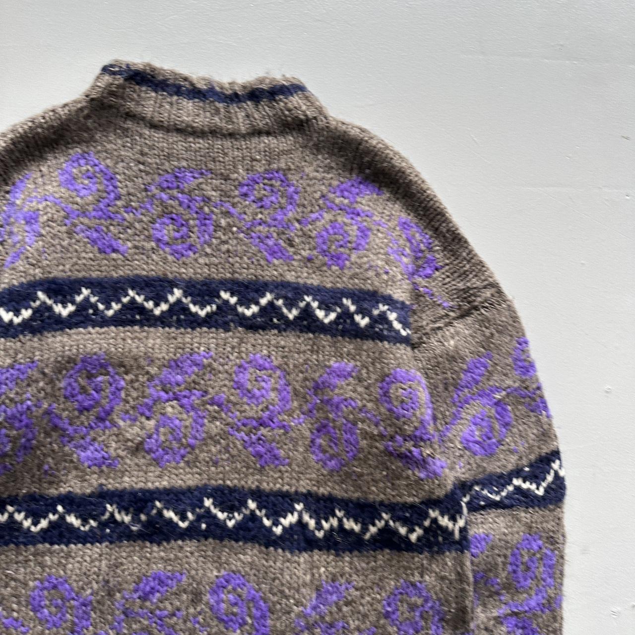Grey Ecuadorian 80s Chunky Knit Jumper - Large