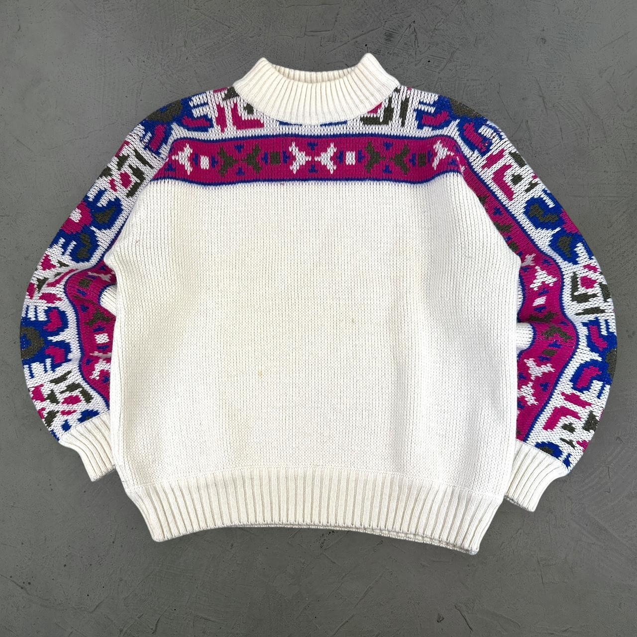 K-Way Patterned 80's Knitted Sweatshirt - Small
