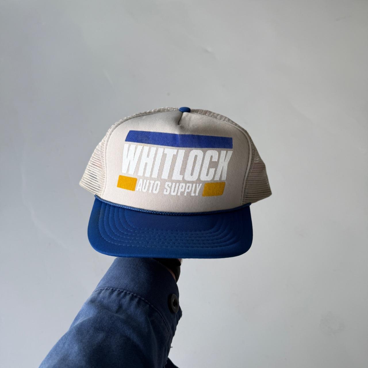 Grey and Blue Whitlock Auto Supply Vintage Foam and Mesh SnapBack Trucker Cap