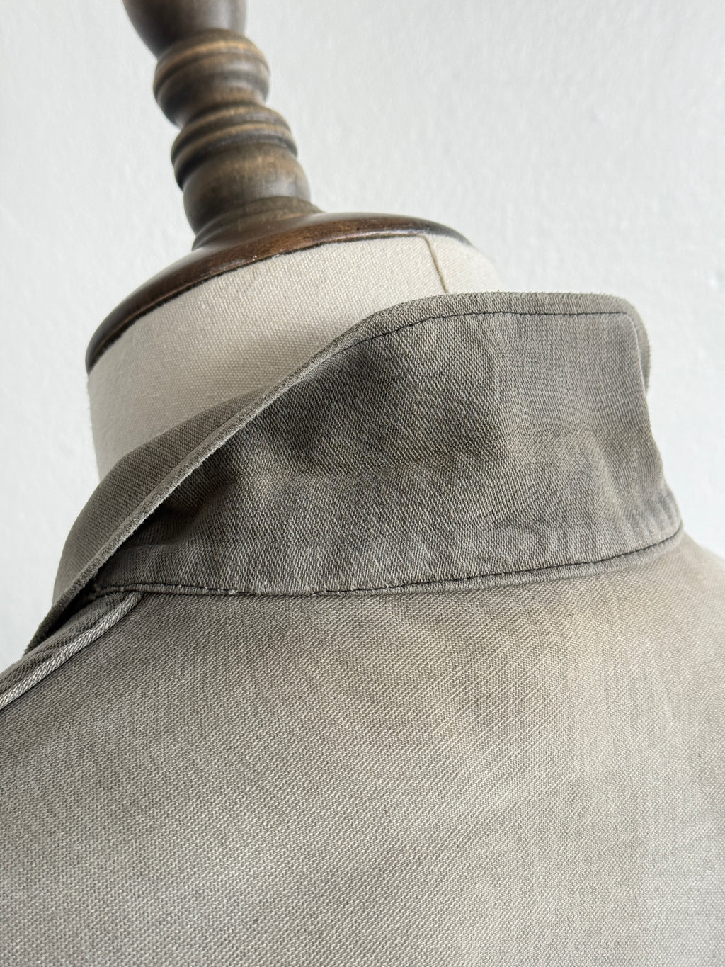 Thrashed Grey French Moleskin 1960s/70s Vintage Chore Jacket CH538 - Small