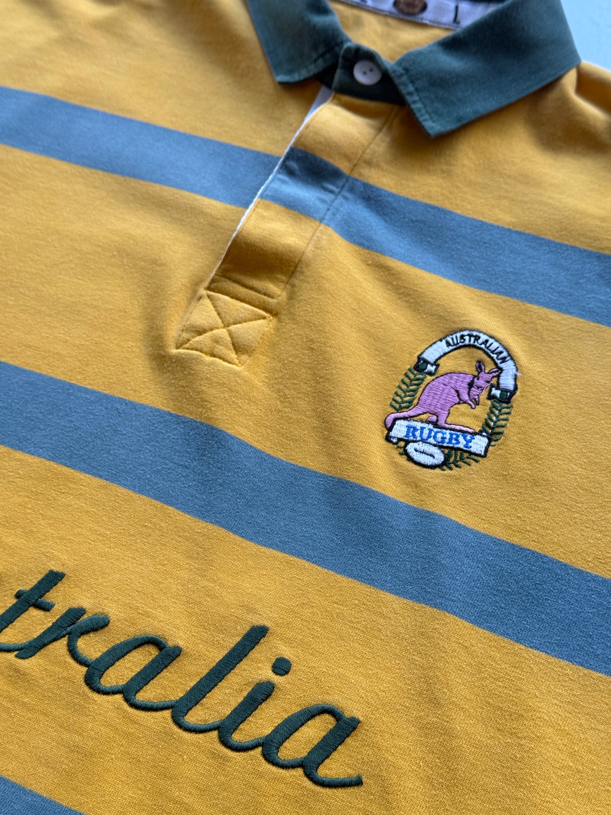Yellow Australia 90's Vintage Short Sleeve Rugby Jersey - Medium