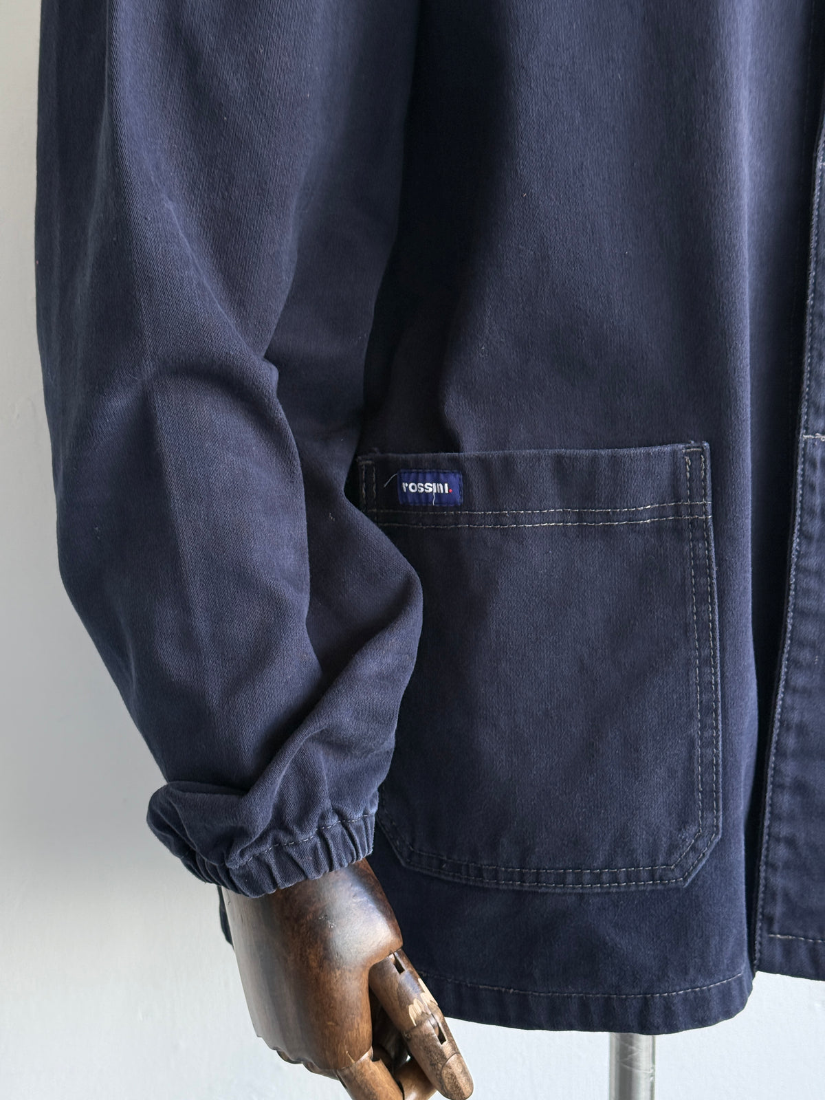Black / Dark Navy Moleskin Cotton 90's Vintage Workwear Chore Jacket CH471 - XL