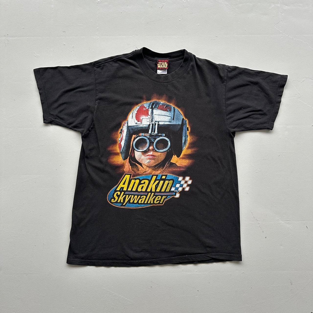 Black Star Wars Anakin Skywalker Pod Racer 1999 Vintage Graphic T-Shirt - Medium