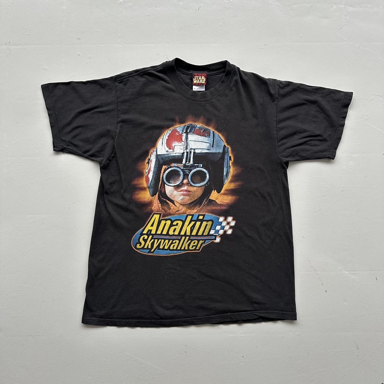 Black Star Wars Anakin Skywalker Pod Racer 1999 Vintage Graphic T-Shirt - Medium