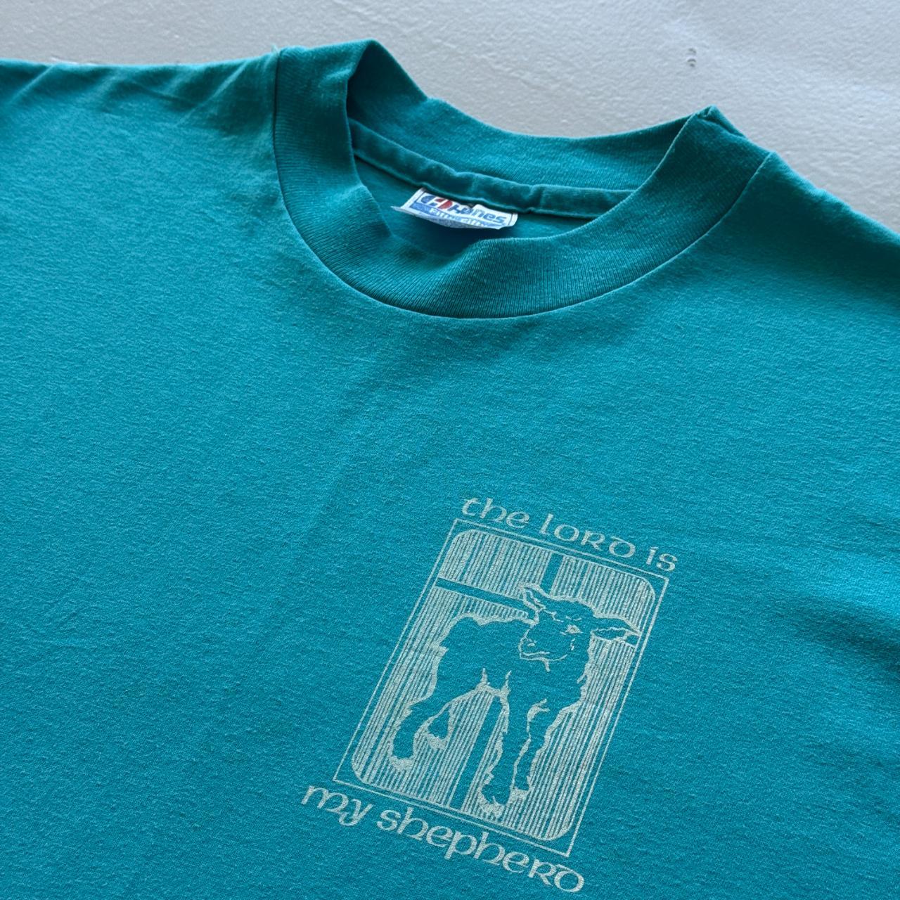 Aqua Blue The Lord Is My Shepard Religious Vintage 90s T-shirt - Small