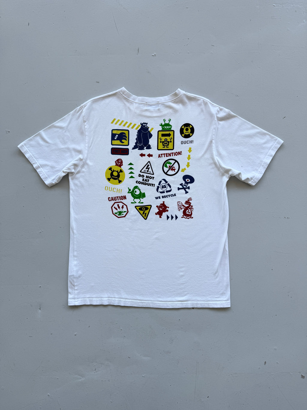 White Monsters Inc 00's Vintage Tokyo Disney Graphic T-Shirt - Large