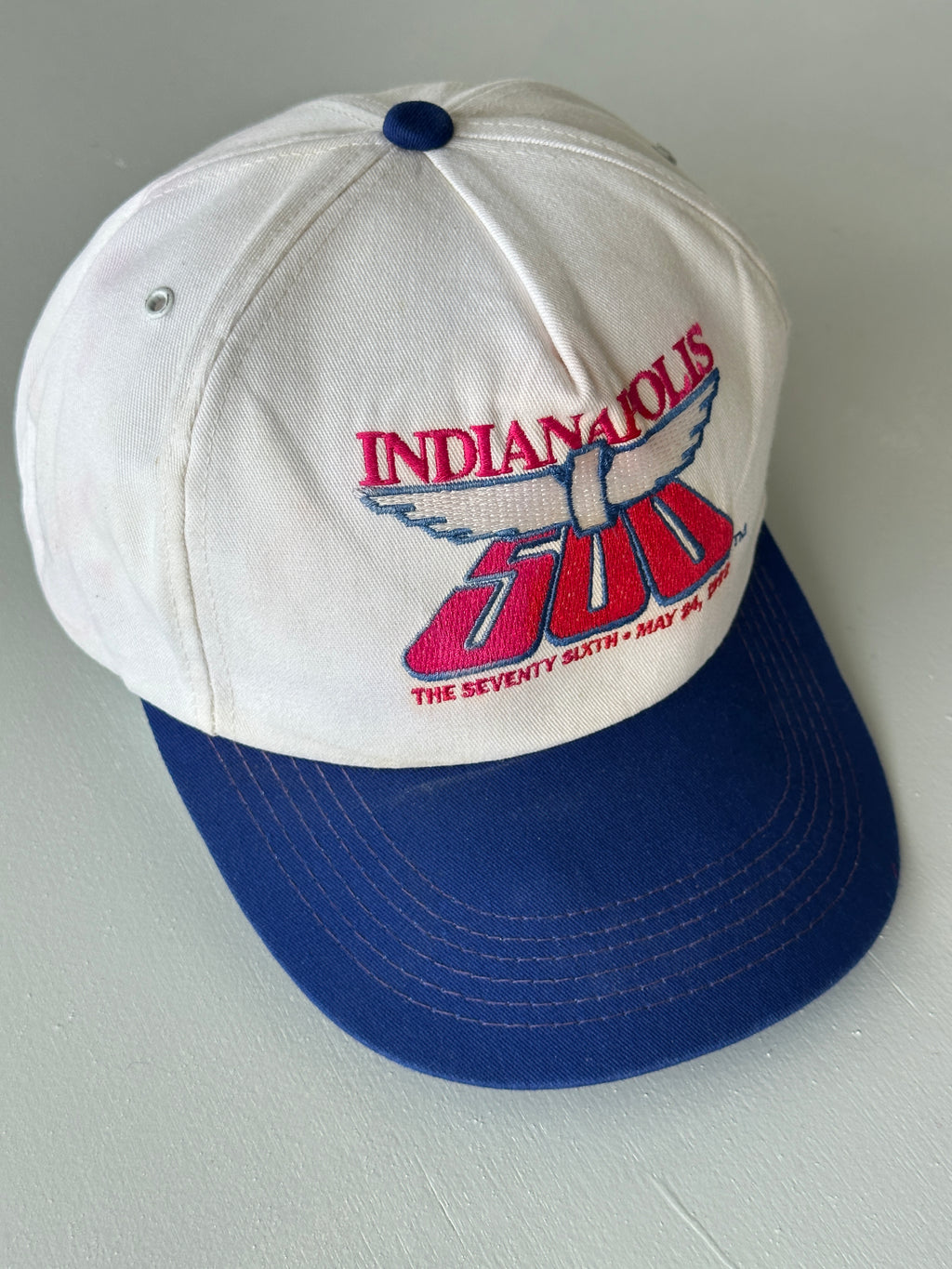 White / Navy Indianapolis 500 1992 Vintage SnapBack Trucker Cap