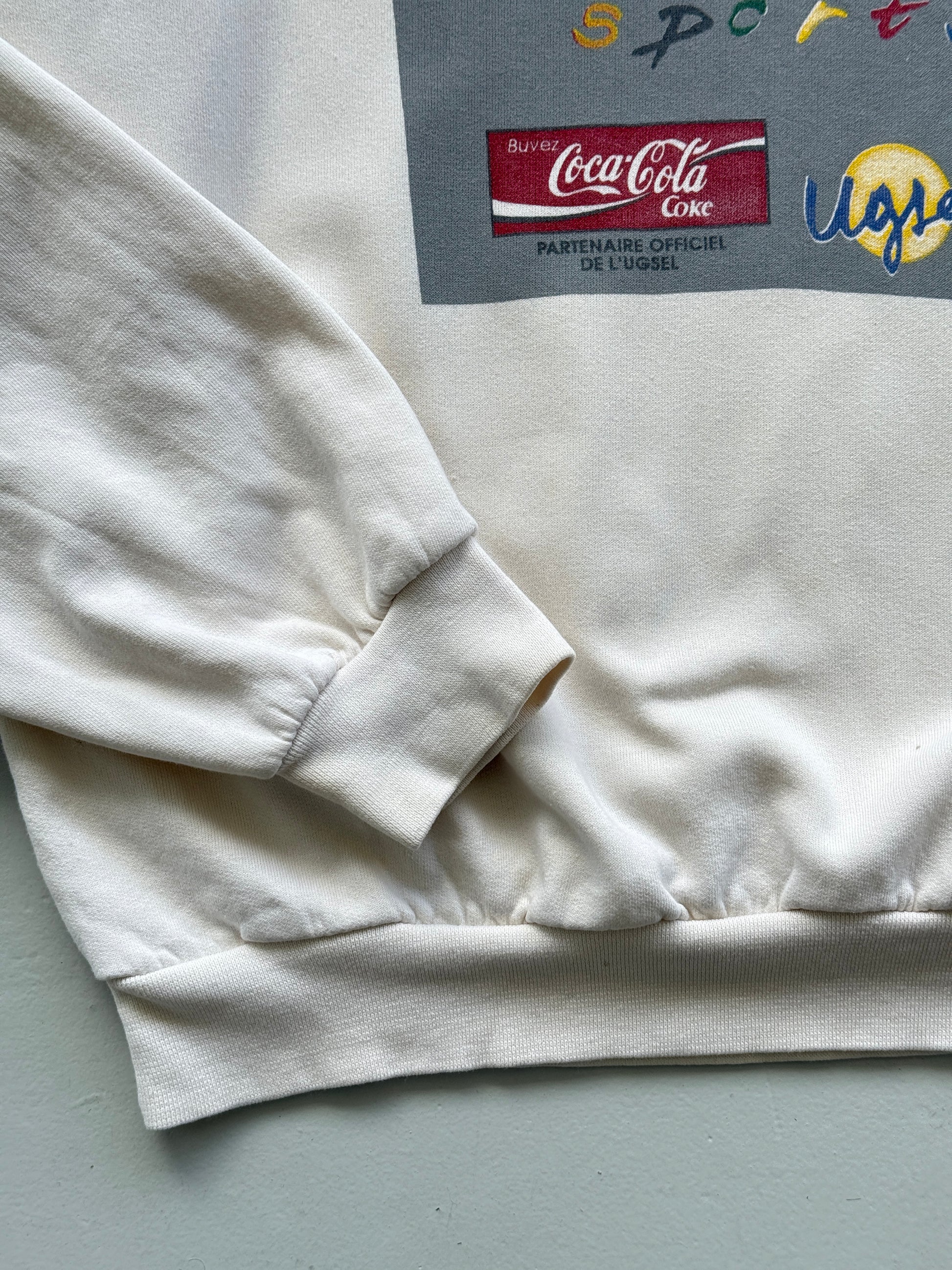 White Coca Cola 90's Vintage Graphic Running Sweatshirt Jumper - Medium