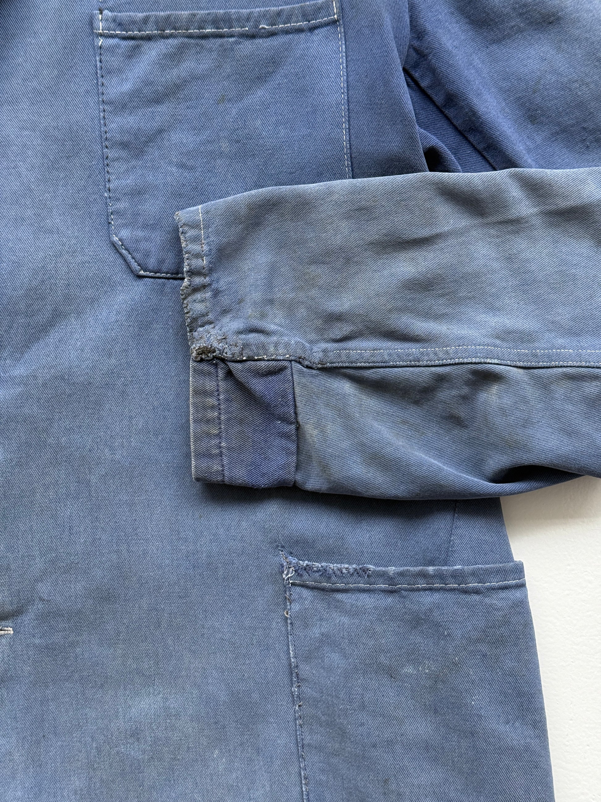 Thrashed Blue Chore Jacket 70's Vintage French Workwear CH145 - XL