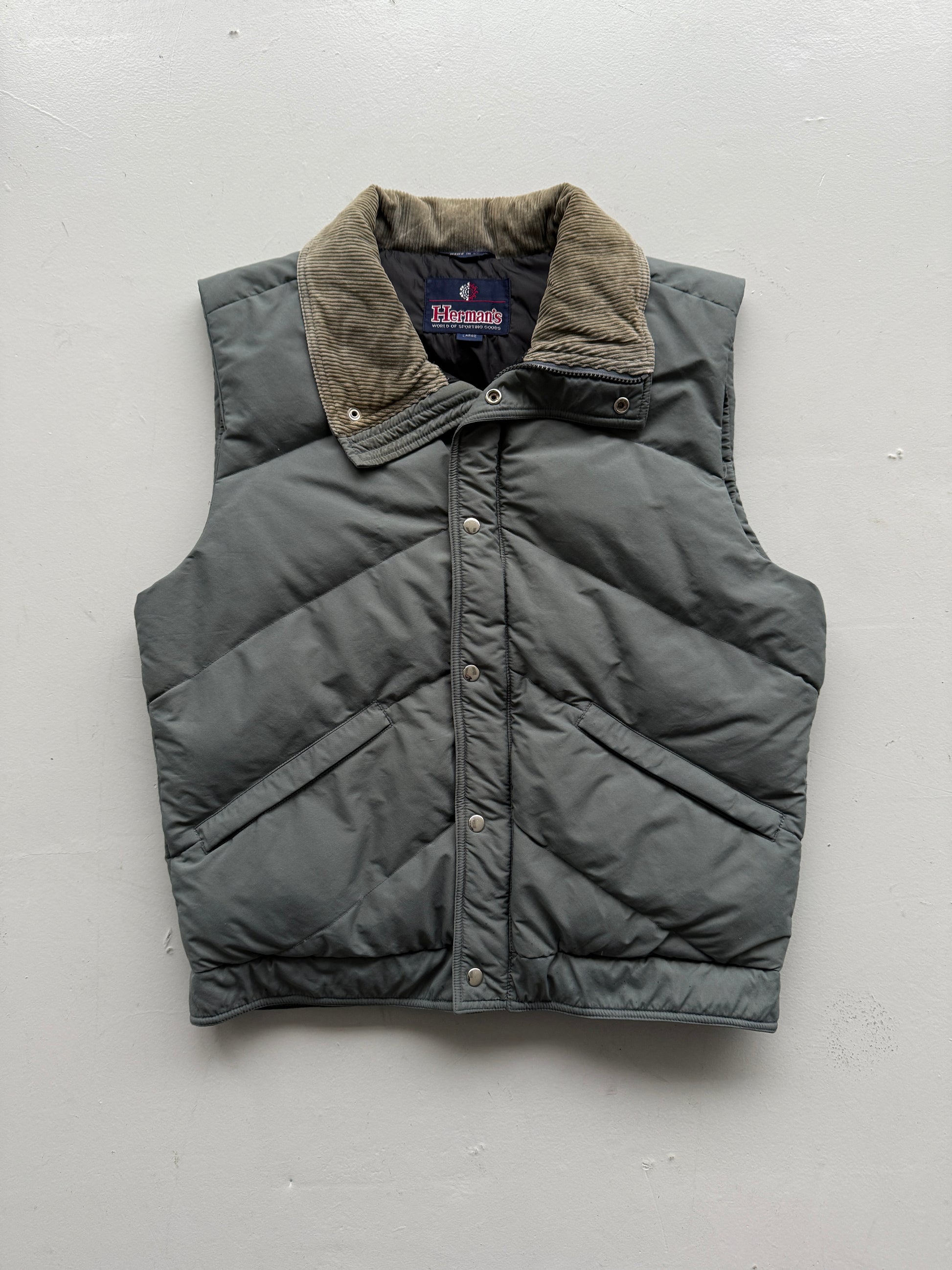 Grey Hermans 90's Vintage Puffer Vest Body Warmer - Large