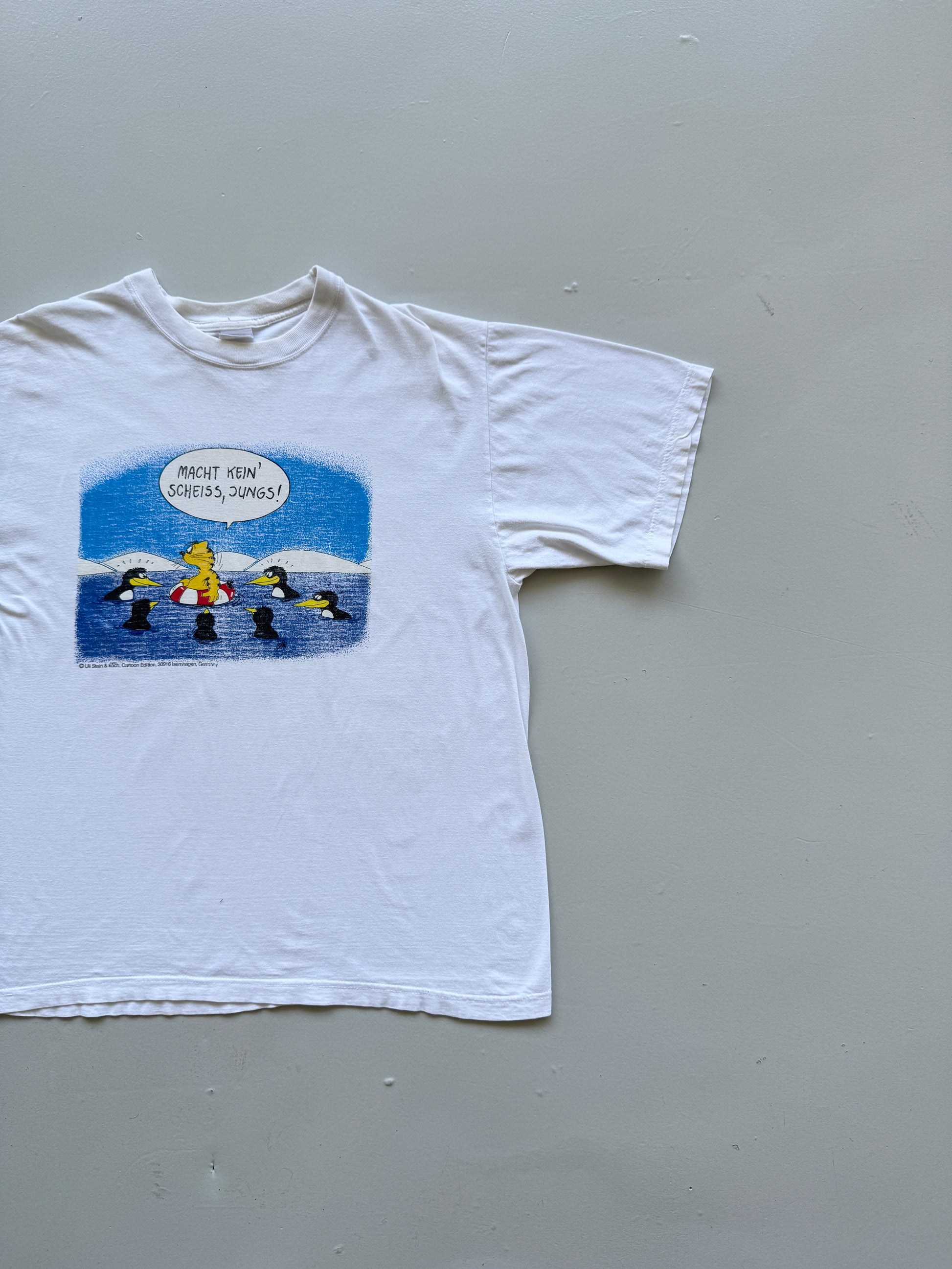 White German Cartoon Graphic 90's Vintage Novelty T-Shirt - XL