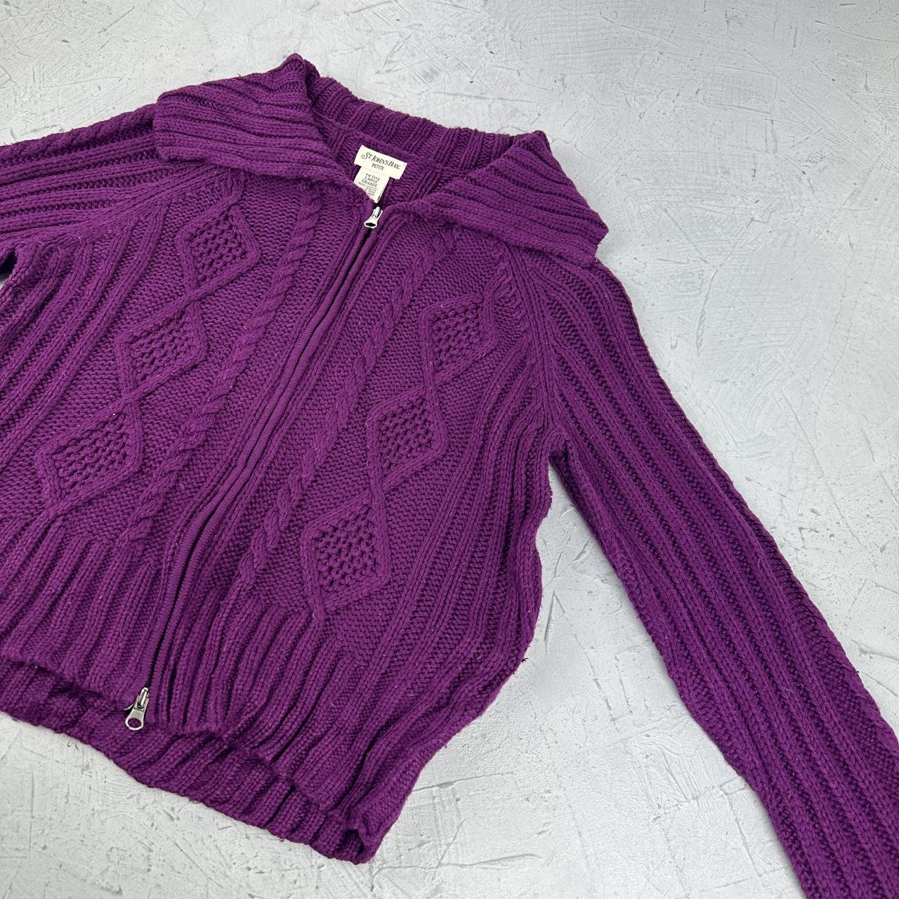 Vintage Knitted Y2K Purple Cardigan - Small Size 10