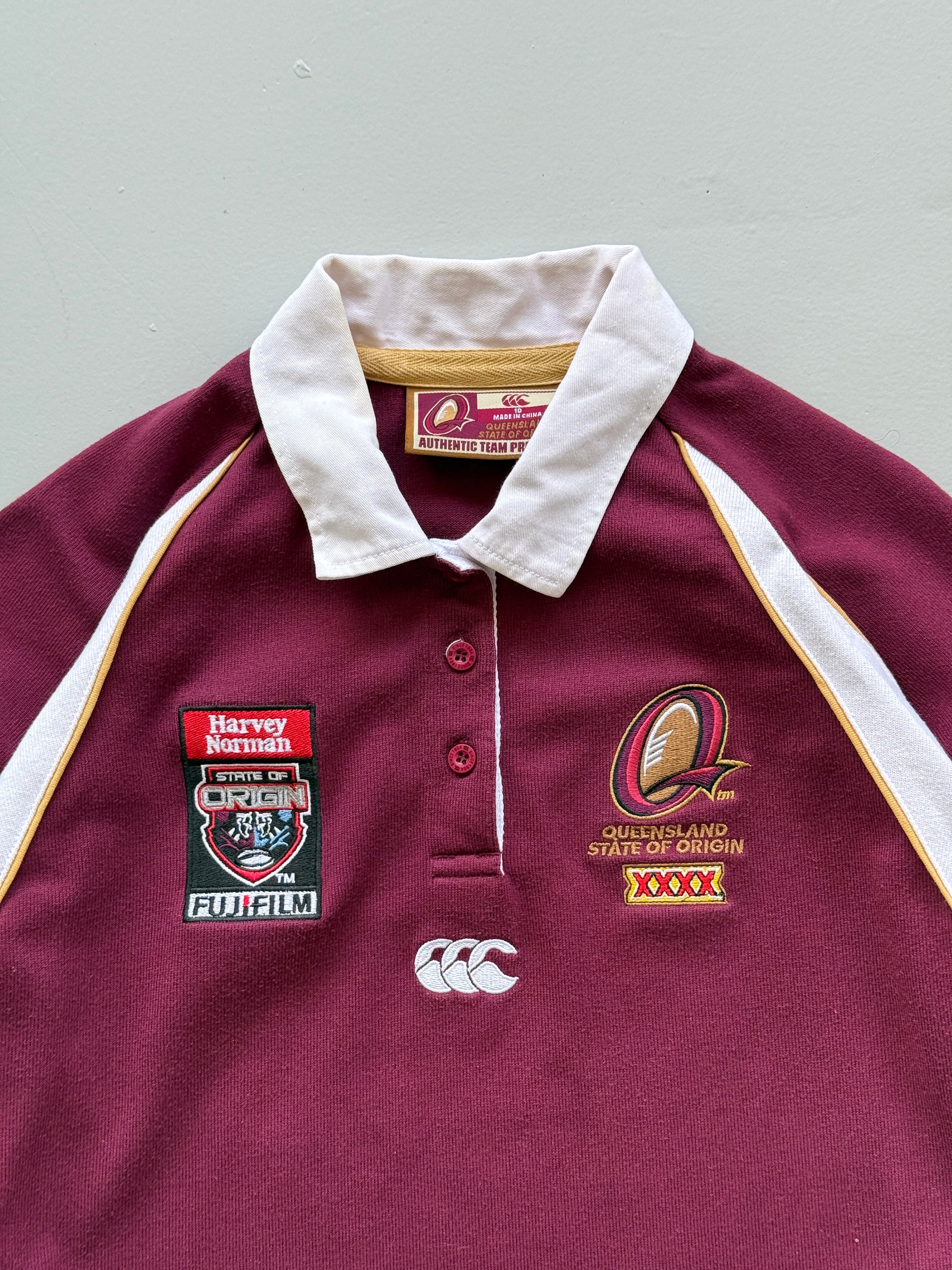 Maroon Queensland State of Origin 00's Vintage Canterbury Rugby Jersey- Kids 10