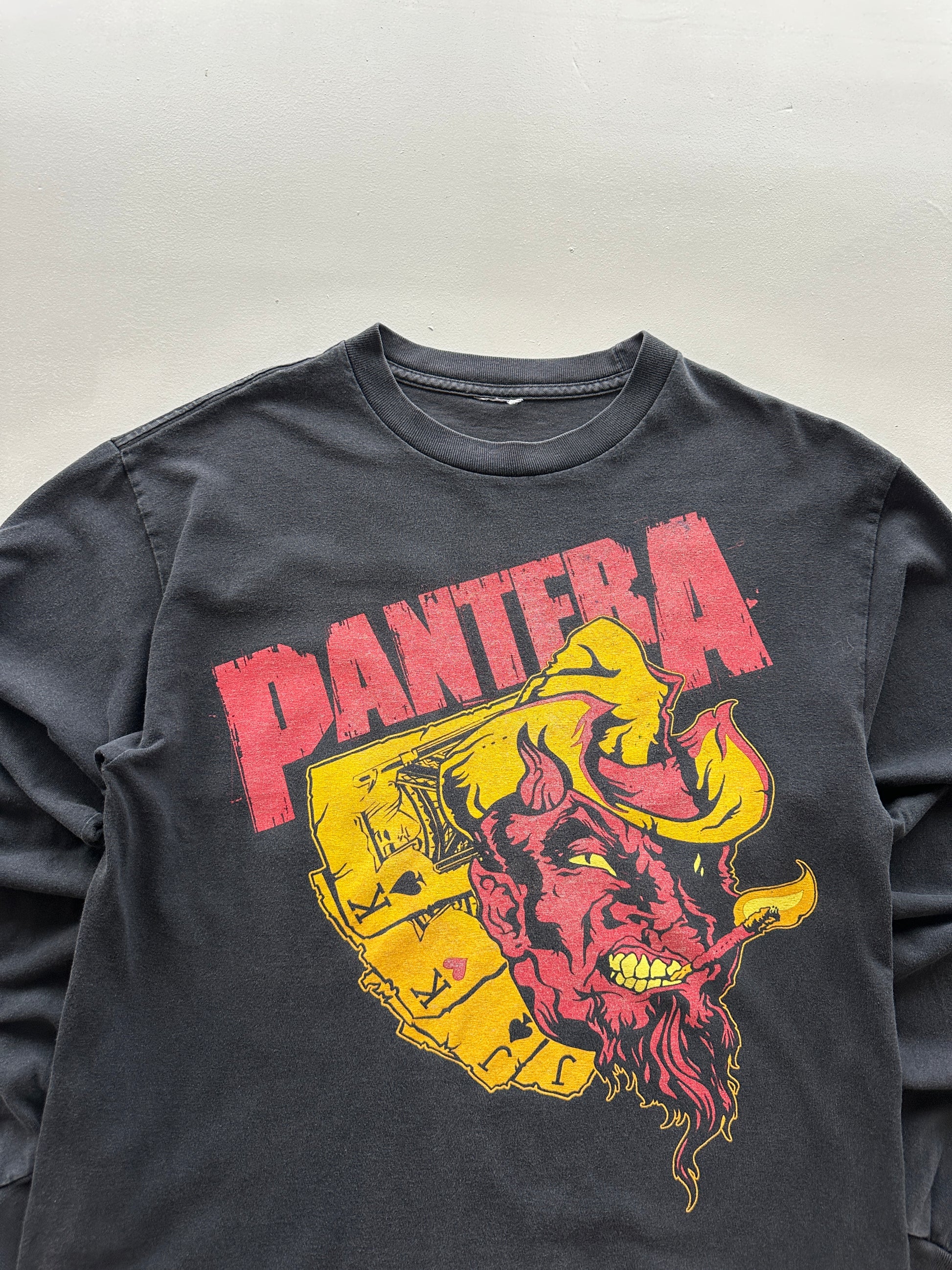 Pantera Devil Card Long Sleeve Vintage Metal Band T-Shirt - Medium