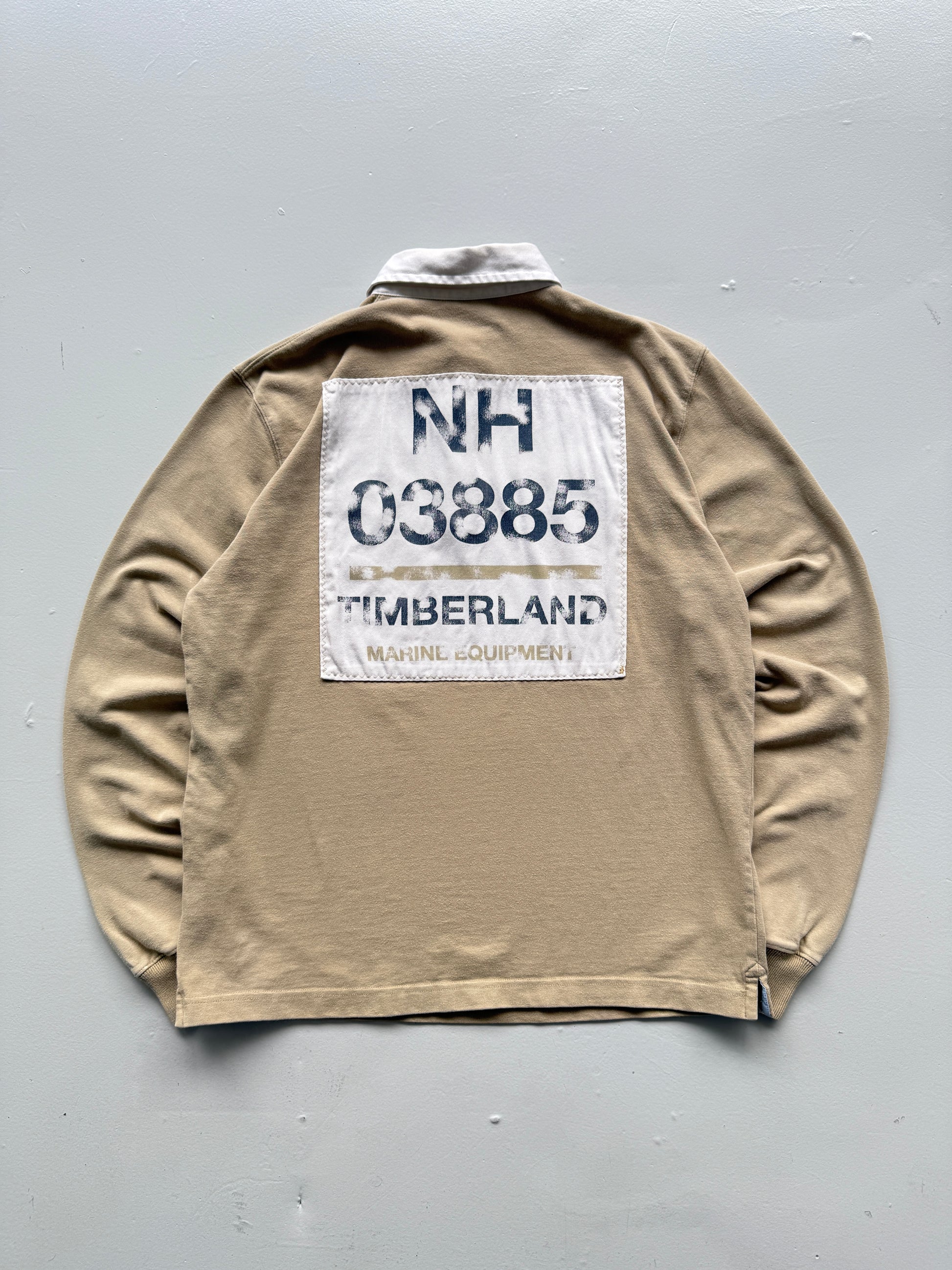 Cream Timberland 00's Vintage Long Sleeve Rugby Polo Jersey - Small