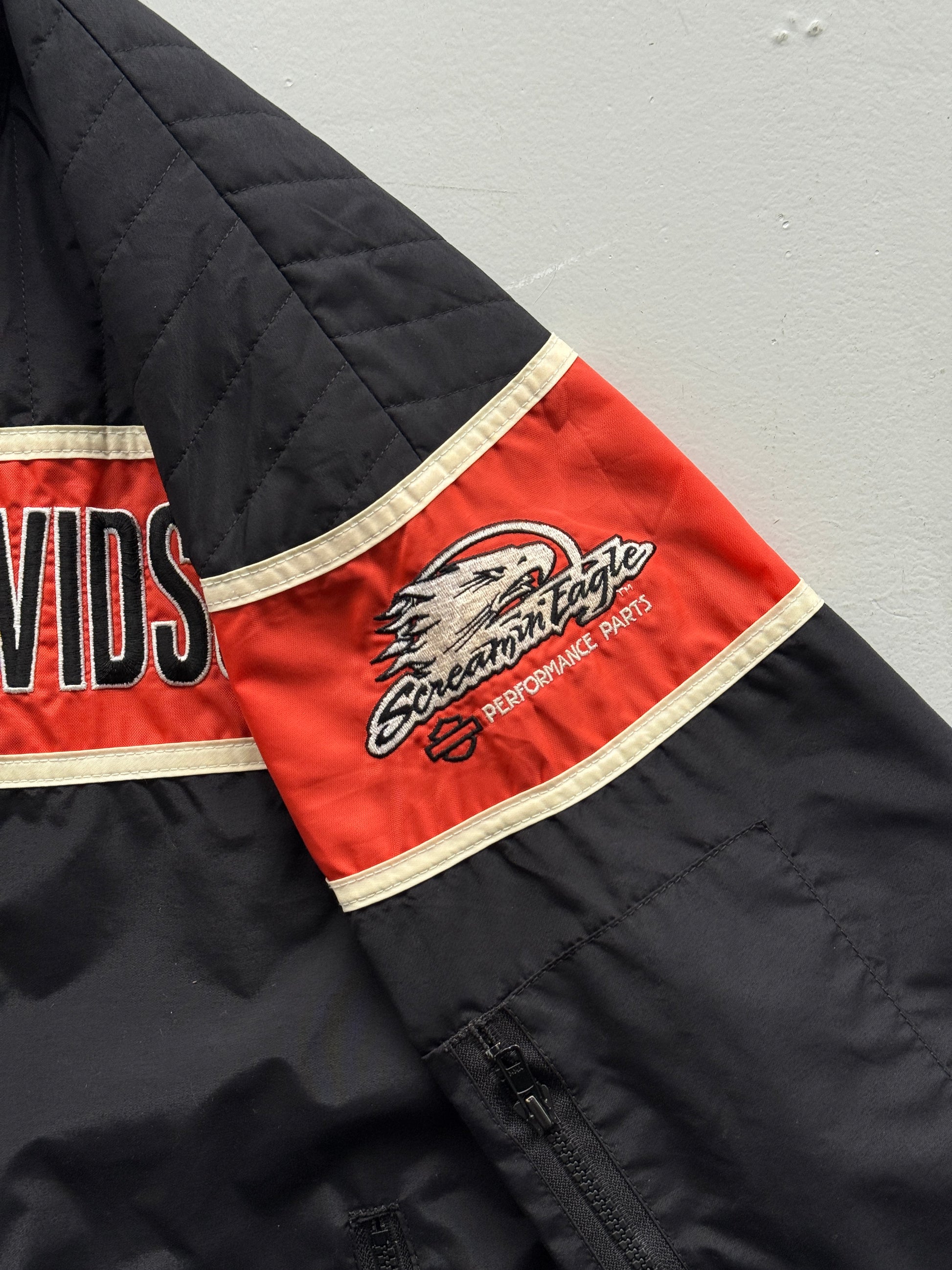Black Harley Davidson 00's Screamin Eagle Vintage Made in USA Biker Jacket - XL