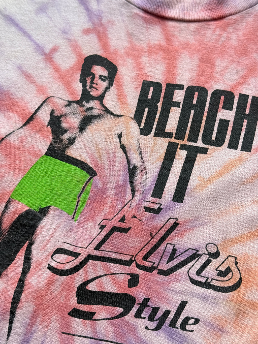 Pink Tie Dye Elvis 90's Vintage Graphic Single Stitch T-Shirt - Small