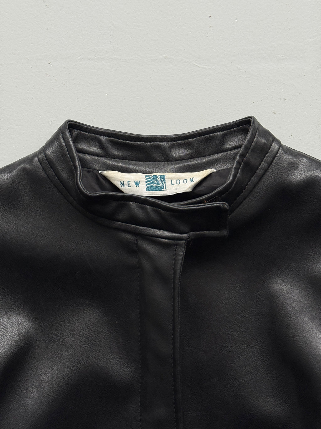 Black New Look 00's Vintage Leather Effect Jacket - UK 12