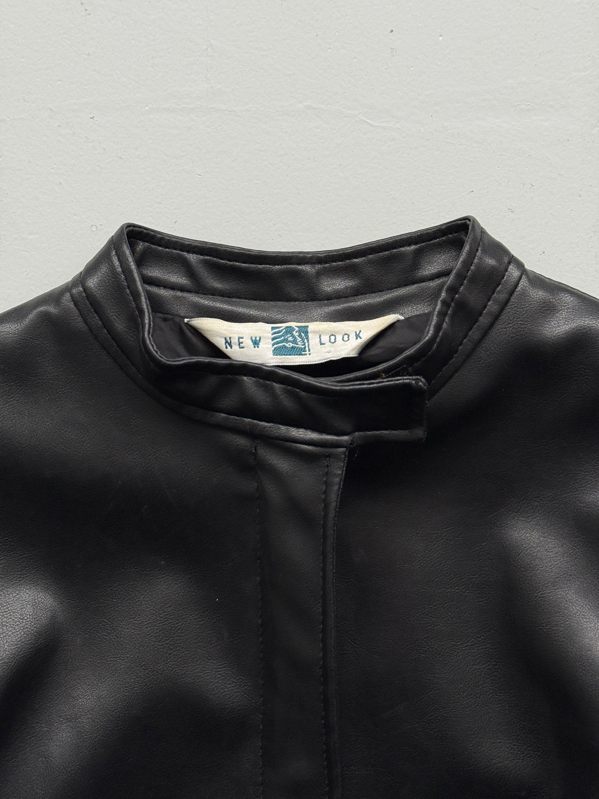 Black New Look 00's Vintage Leather Effect Jacket - UK 12