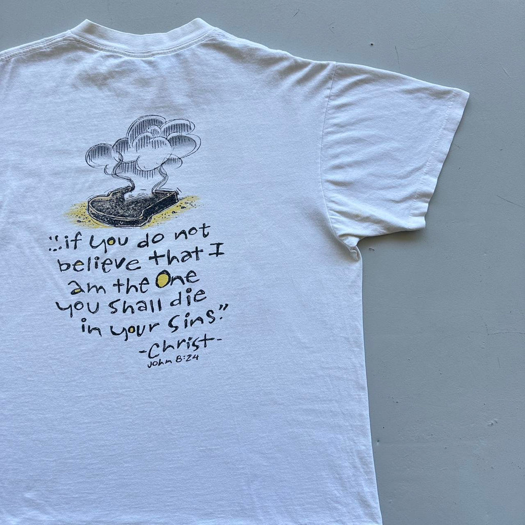 White 90s Religious Christ Vintage T-shirt - XL